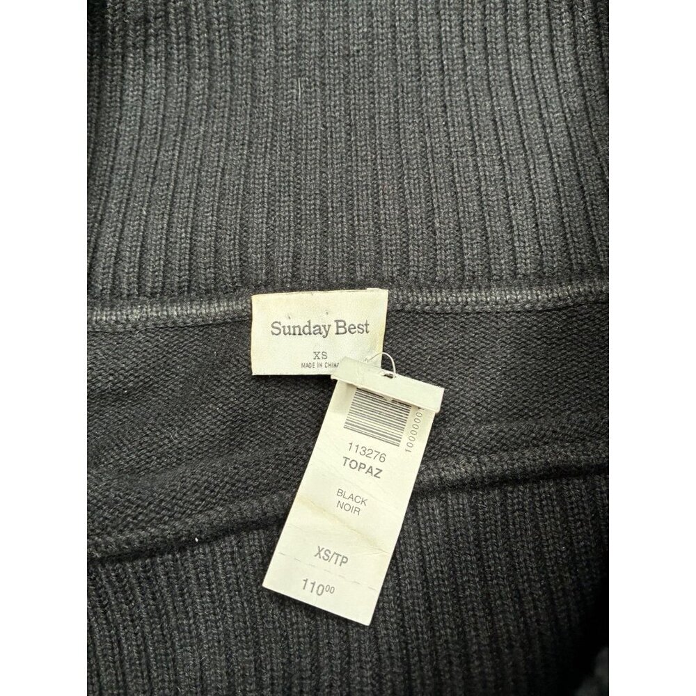 Aritzia NWT Sunday Best Topaz Sweater in Black XS Off the Shoulder Ribbed Cotton - Picture 5 of 9